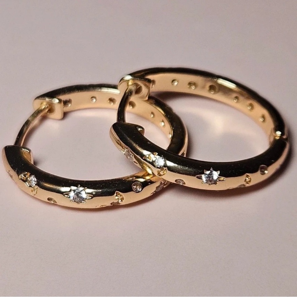 BKE Gold and Silver Crystal Hoop Earrings